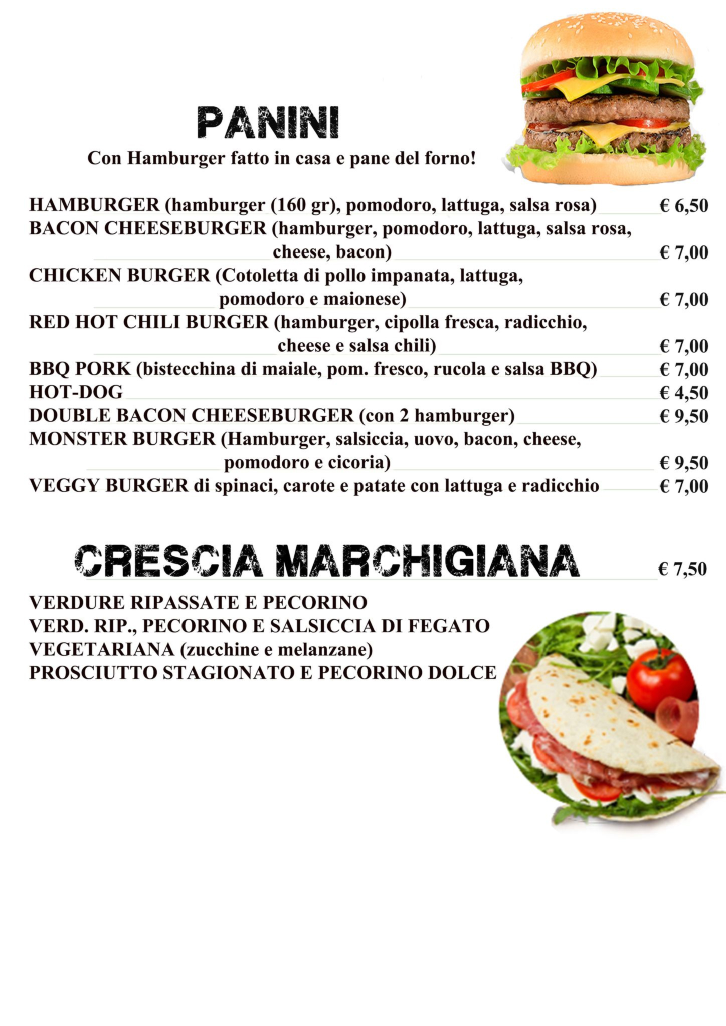 Menu Panini Locanda Blues