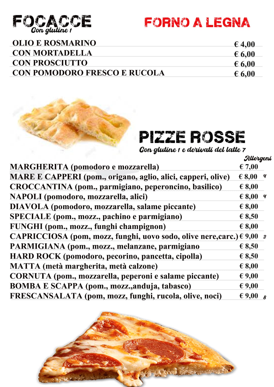 Menu Pizze Rosse Locanda Blues
