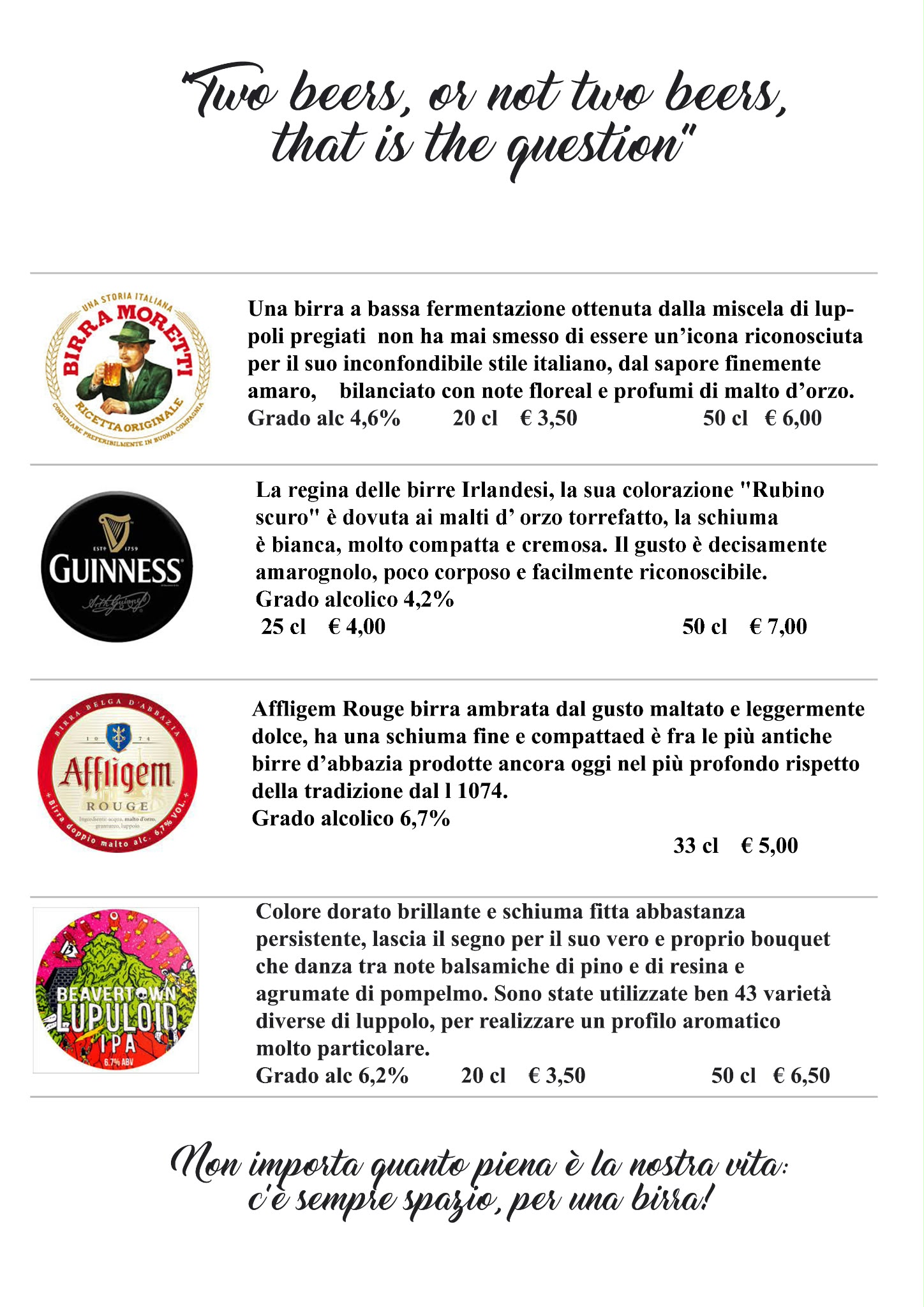Menu Birre alla Spina Locanda Blues pagina 2